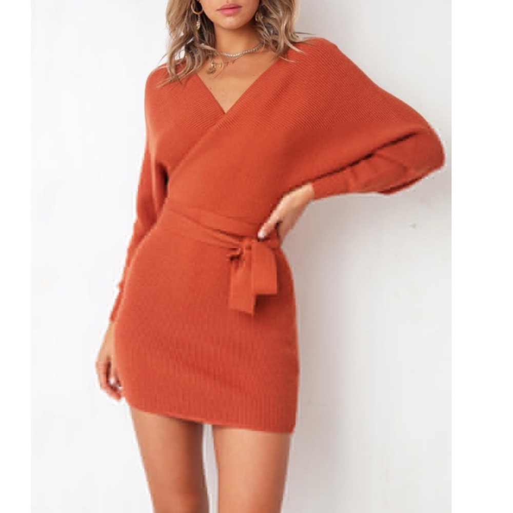 🔥🔥Sexy and Cozy Rust Sweater Dress - Picture 2 of 6